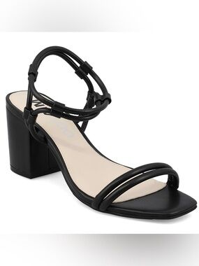 MIA Too Annelise Block Heel Ankle Strap Sandal Black Size 8 NWT In Bag
